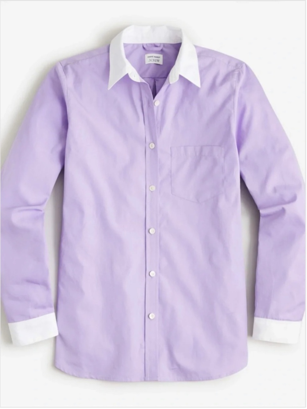 j.Crew X Marie Marot Lavender Button-Down Shirt with White Collar & Cuff